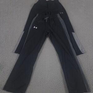 LOT OF 2 Under Armour Pants Boy YM Black Brawler 2.0 Straight Leg Polyester Logo